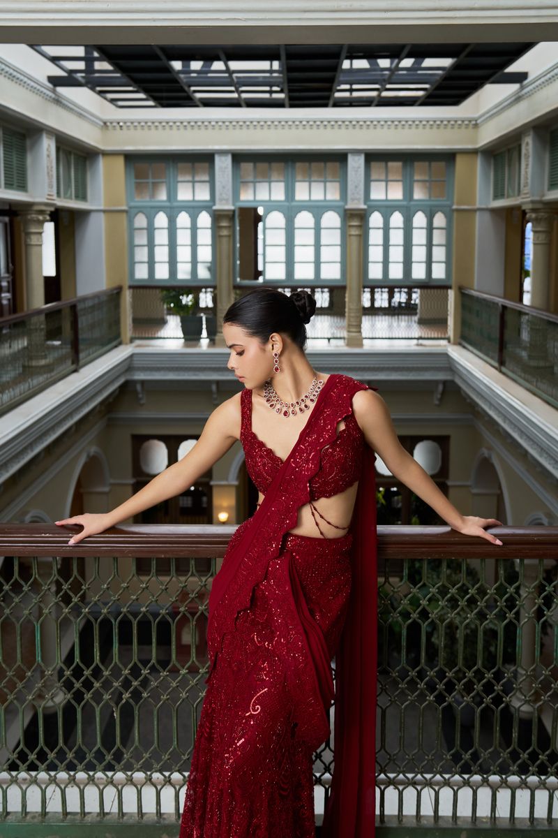 Oyester Draped Saree Set