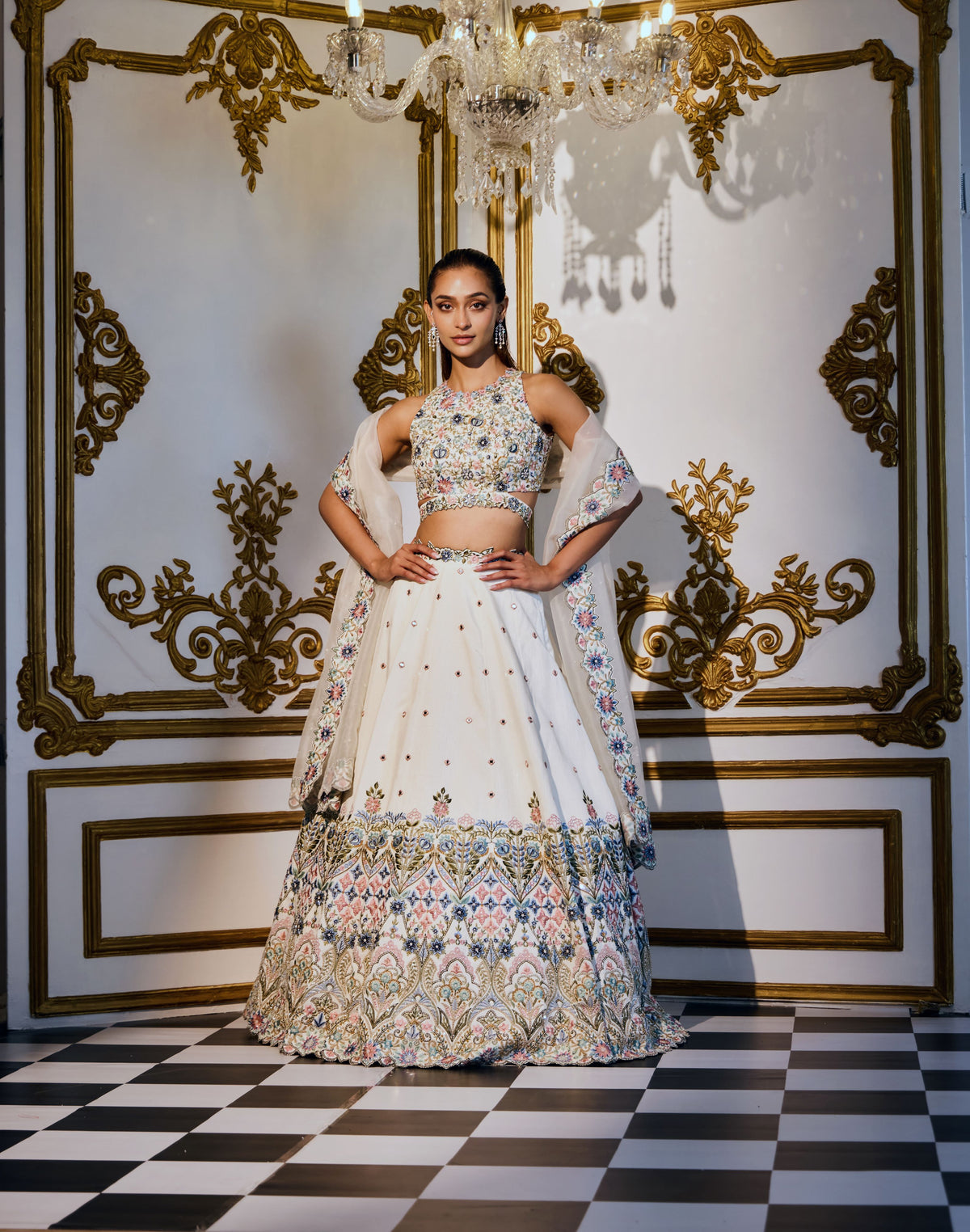 Jala Half Solene-Half Jaal Lehenga Set
