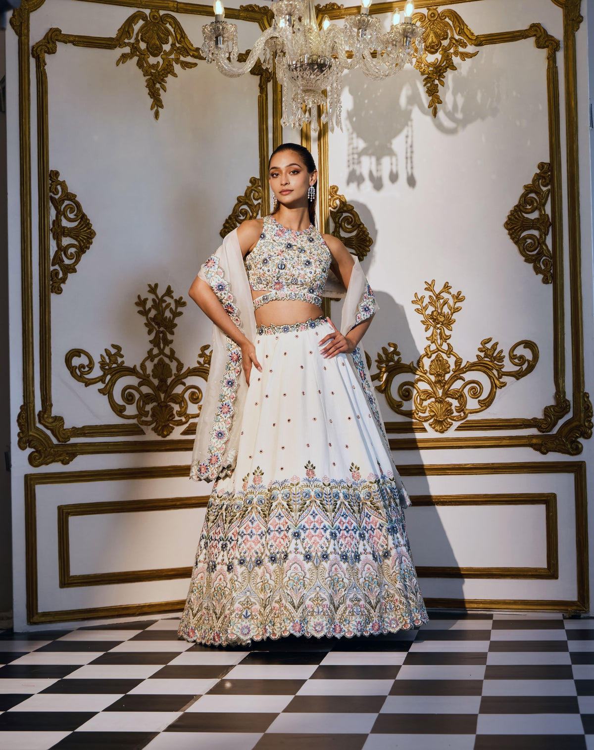 Jala Half Solene-Half Jaal Lehenga Set
