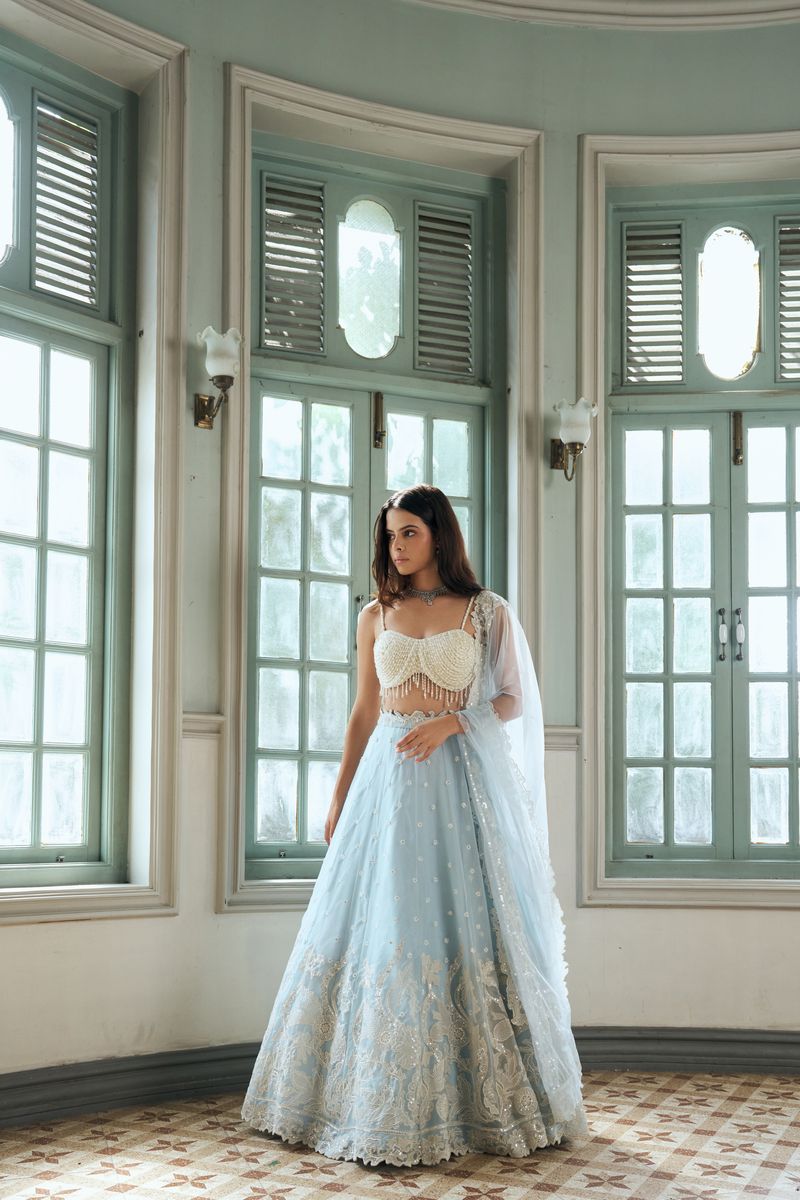 Abstract Appliquè Lehenga Set