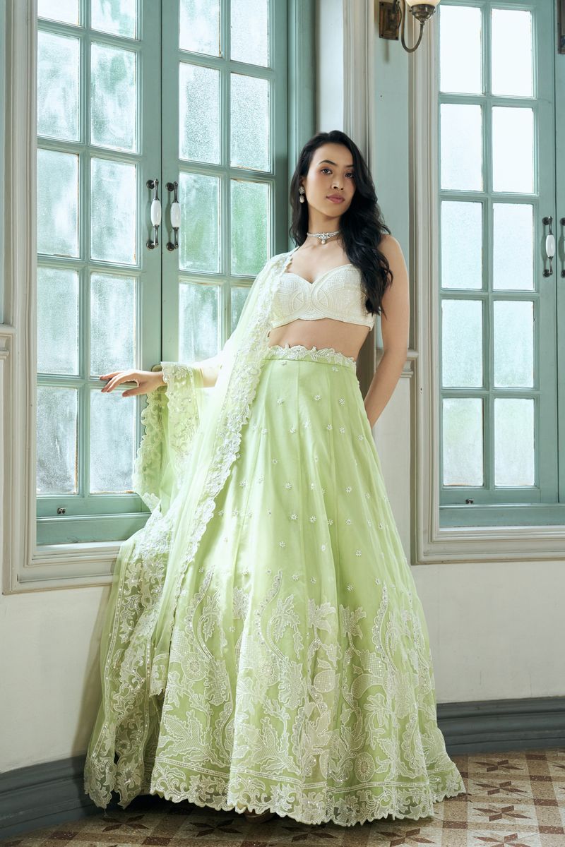 Abstract Appliquè Lehenga Set