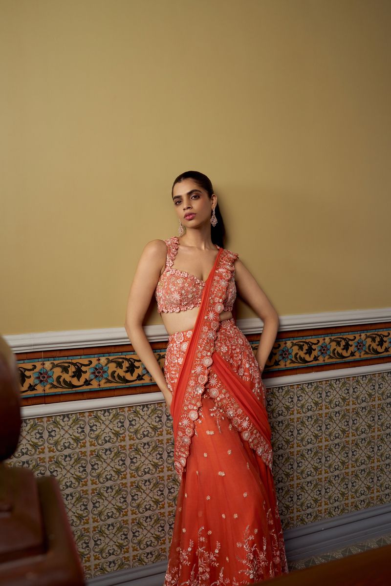 Bloomscape Draped Saree Set