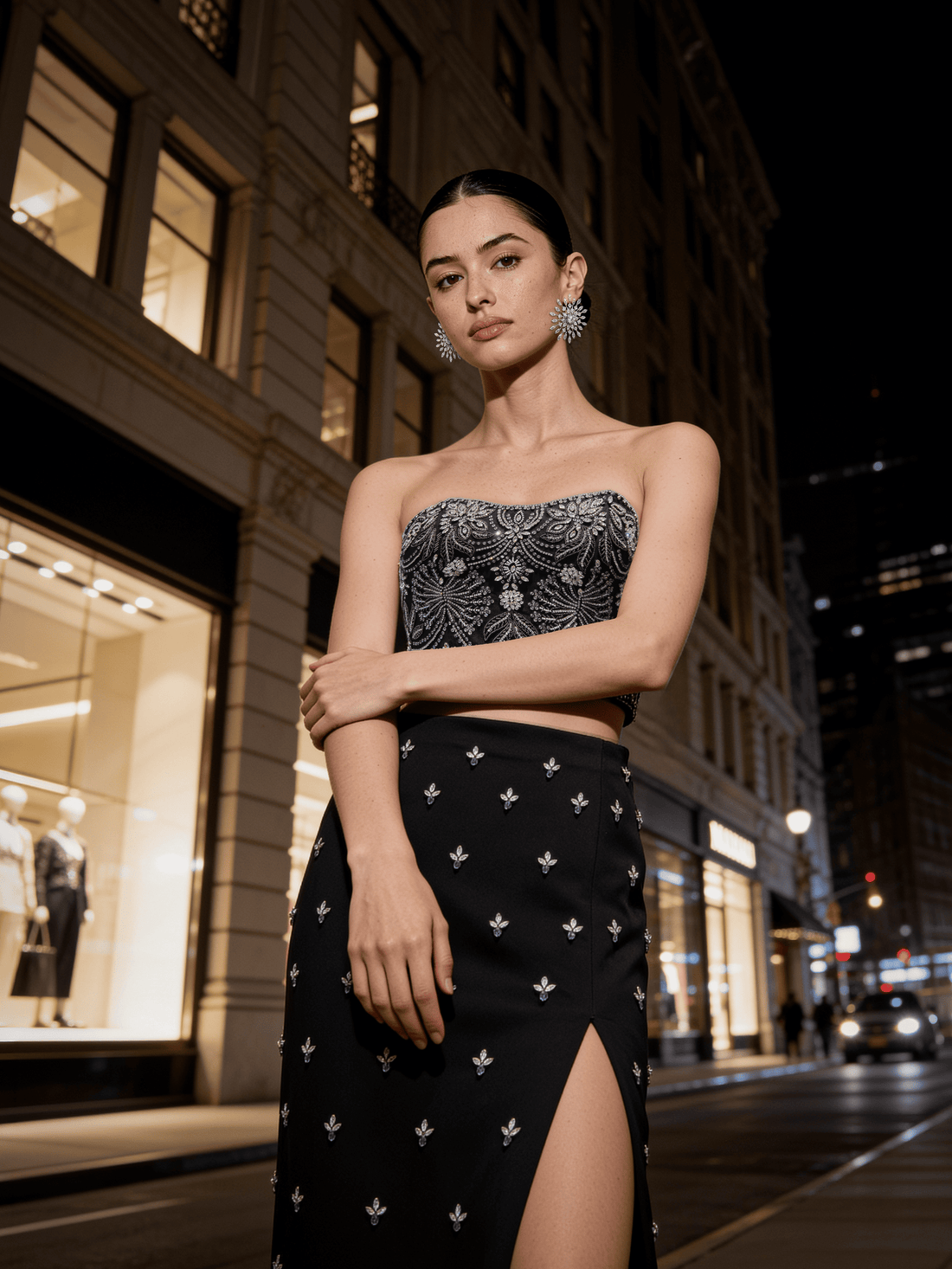 The Bejewelled Corset and Slit Skirt